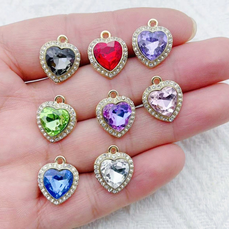 Jewelry & Watches Sp Z Oo Ul Frezerów 3 - 10pcs heart-shaped inlaid colorful gemstone pendant,