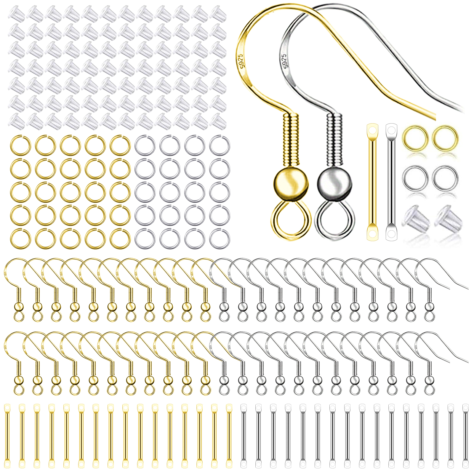Sterling Silver Ring - 925 Silver/Gold Plated Earring Hooks for