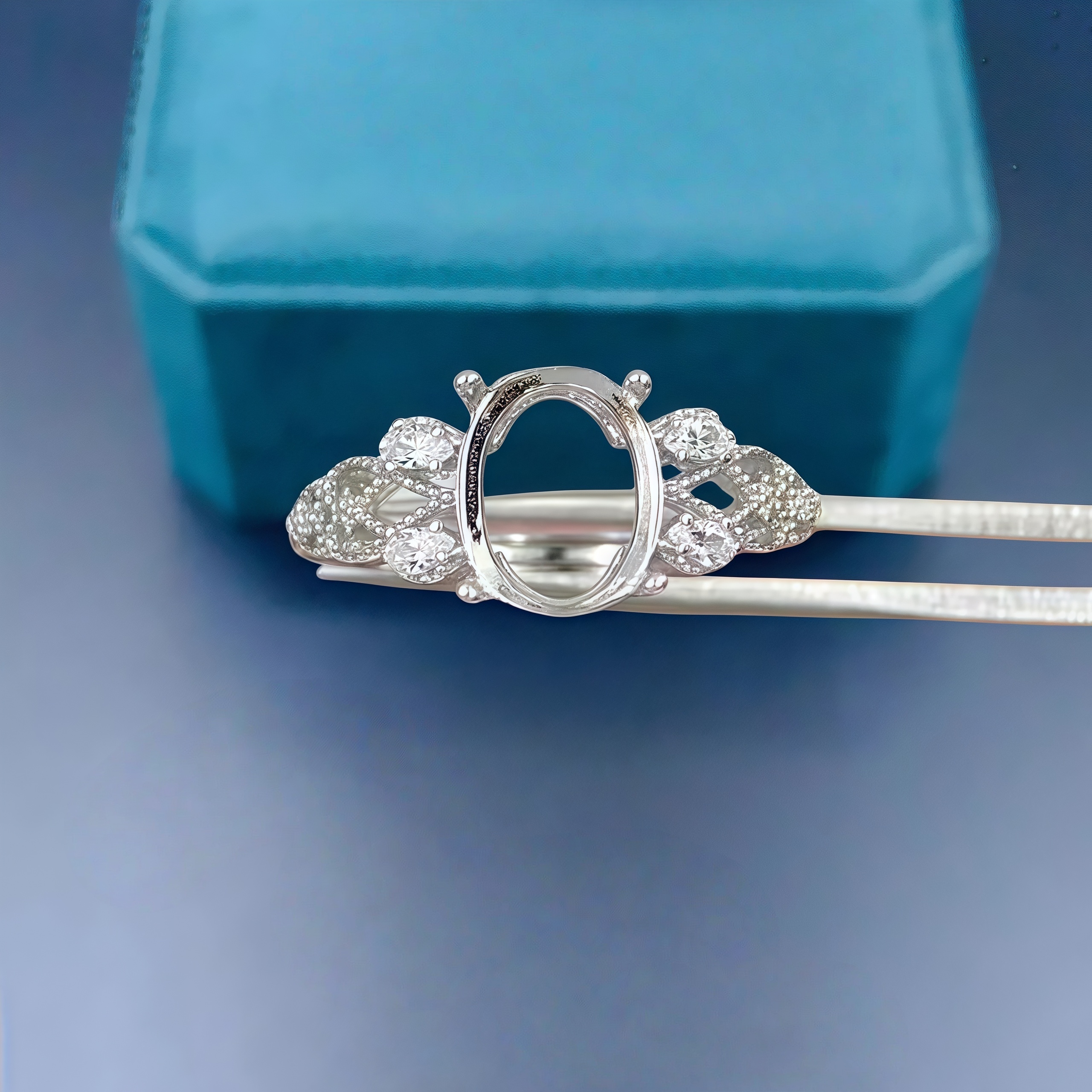 Sterling Silver Ring - DIY Empty Ring Holder S925 Sterling