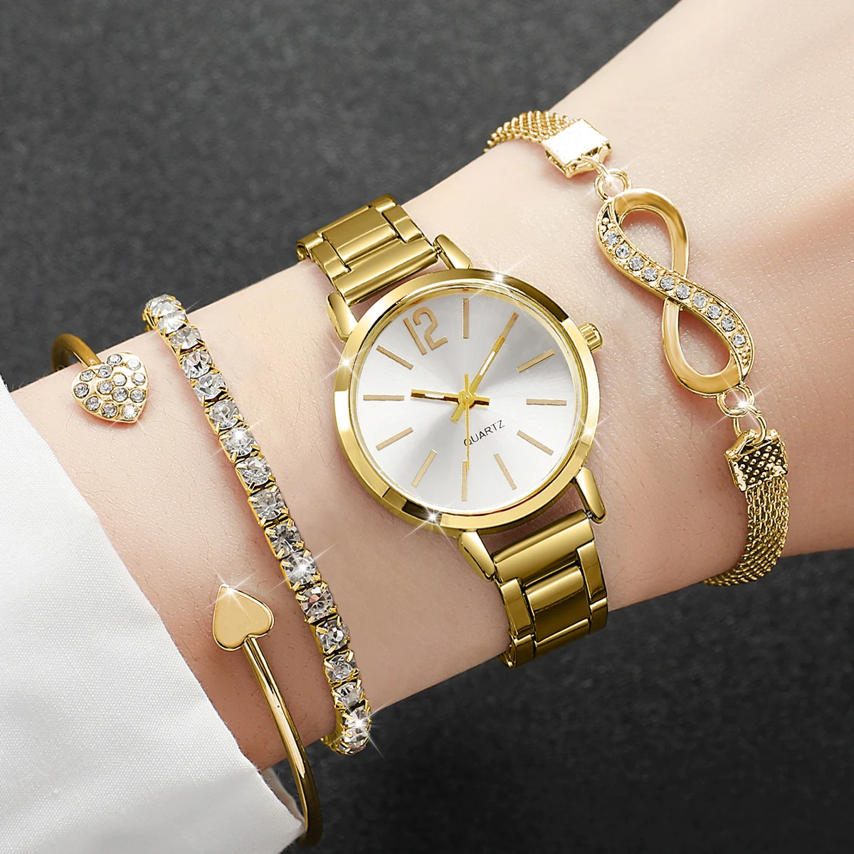 4PCS/Set Fashion Alloy Strap W - Jewelry Diamond Watches recensie en prijs