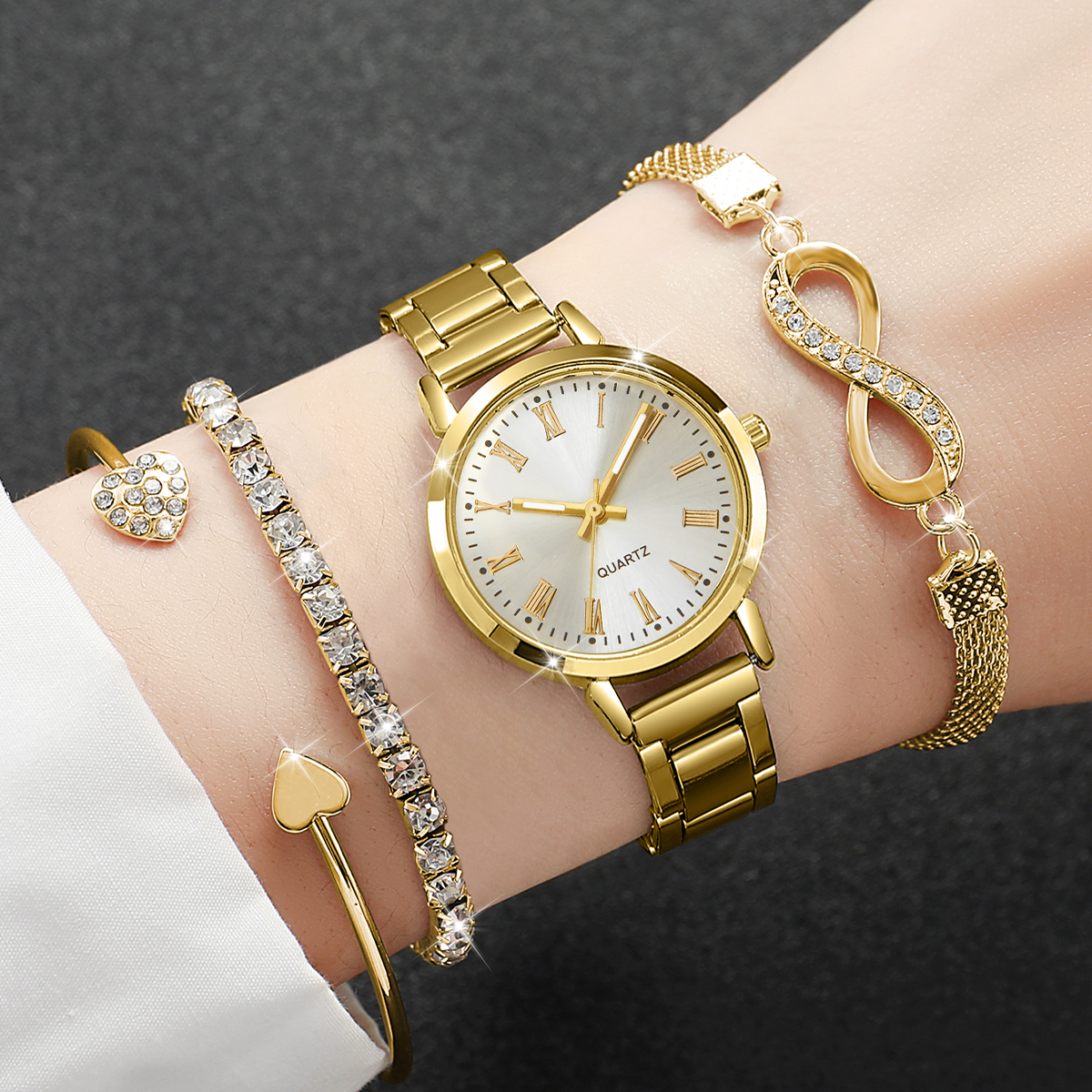 4PCS/Set Fashion Alloy Strap W - Jewelry Diamond Watches recensie en prijs
