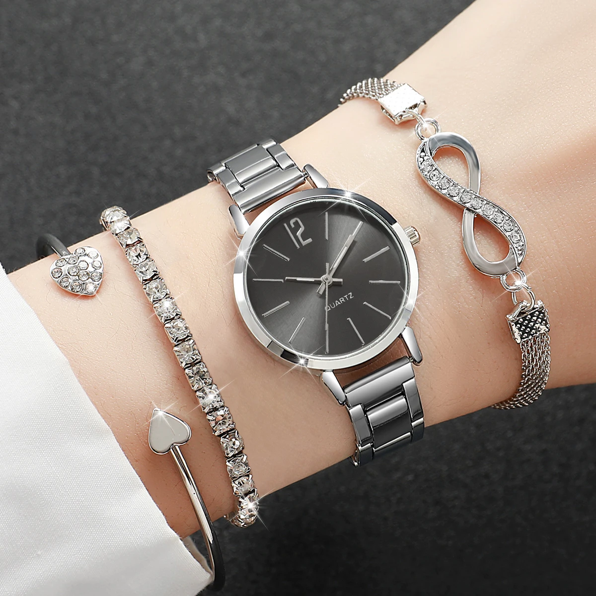 4PCS/Set Fashion Alloy Strap W - Jewelry Diamond Watches recensie en prijs