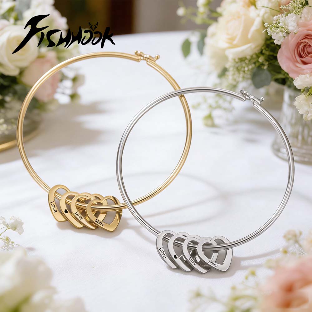 Couple Heart Name Personalized - Cuff Bangle Bracelet recensie en prijs