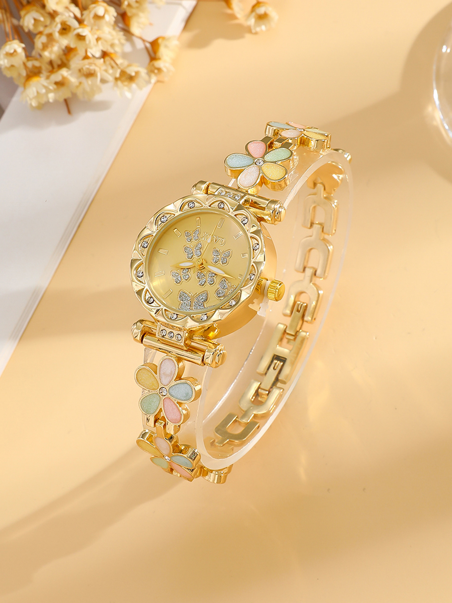 Gold Women's Watch Colorful Fl - Jewelry Diamond Watches recensie en prijs
