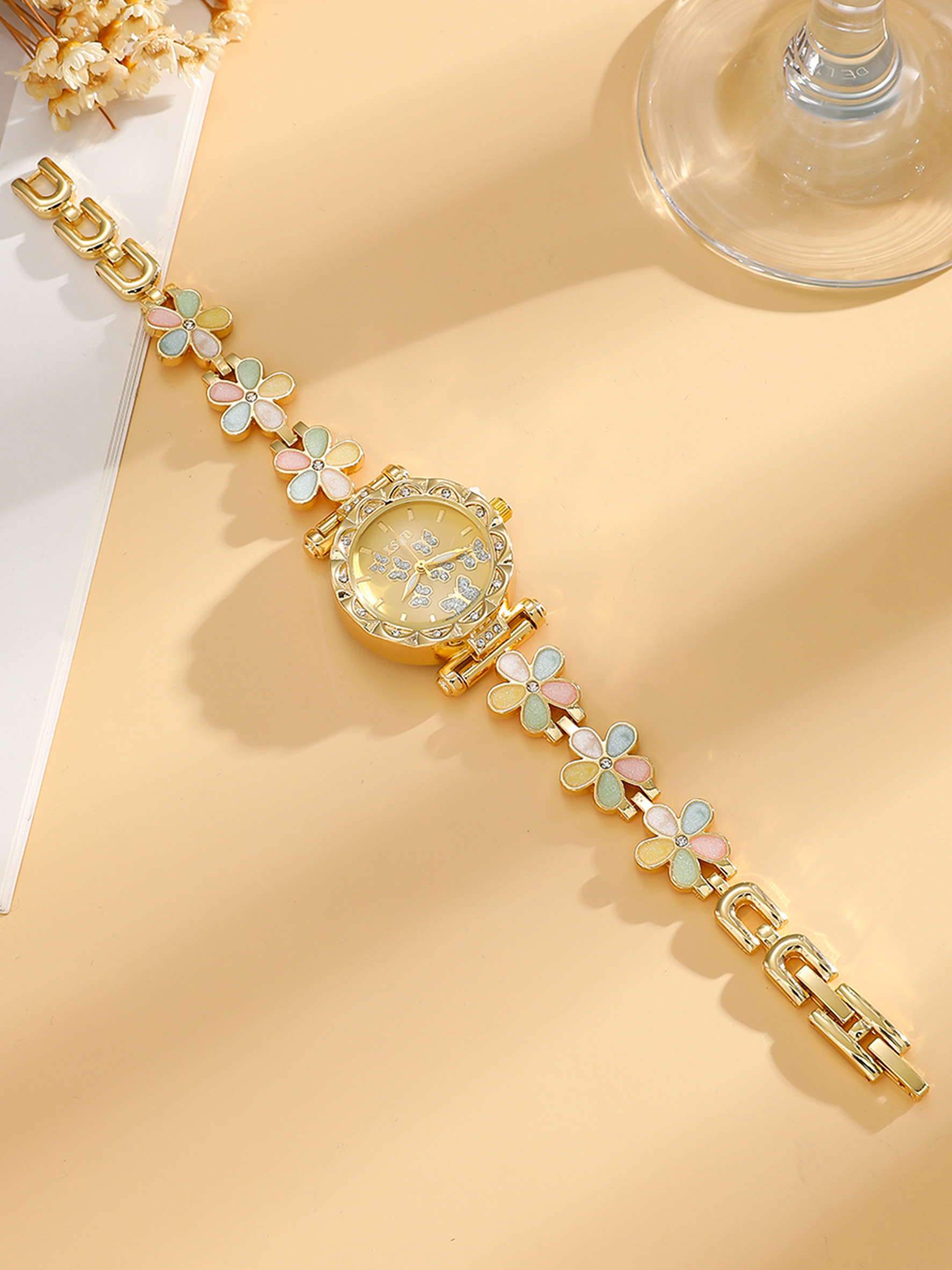 Gold Women's Watch Colorful Fl - Jewelry Diamond Watches recensie en prijs