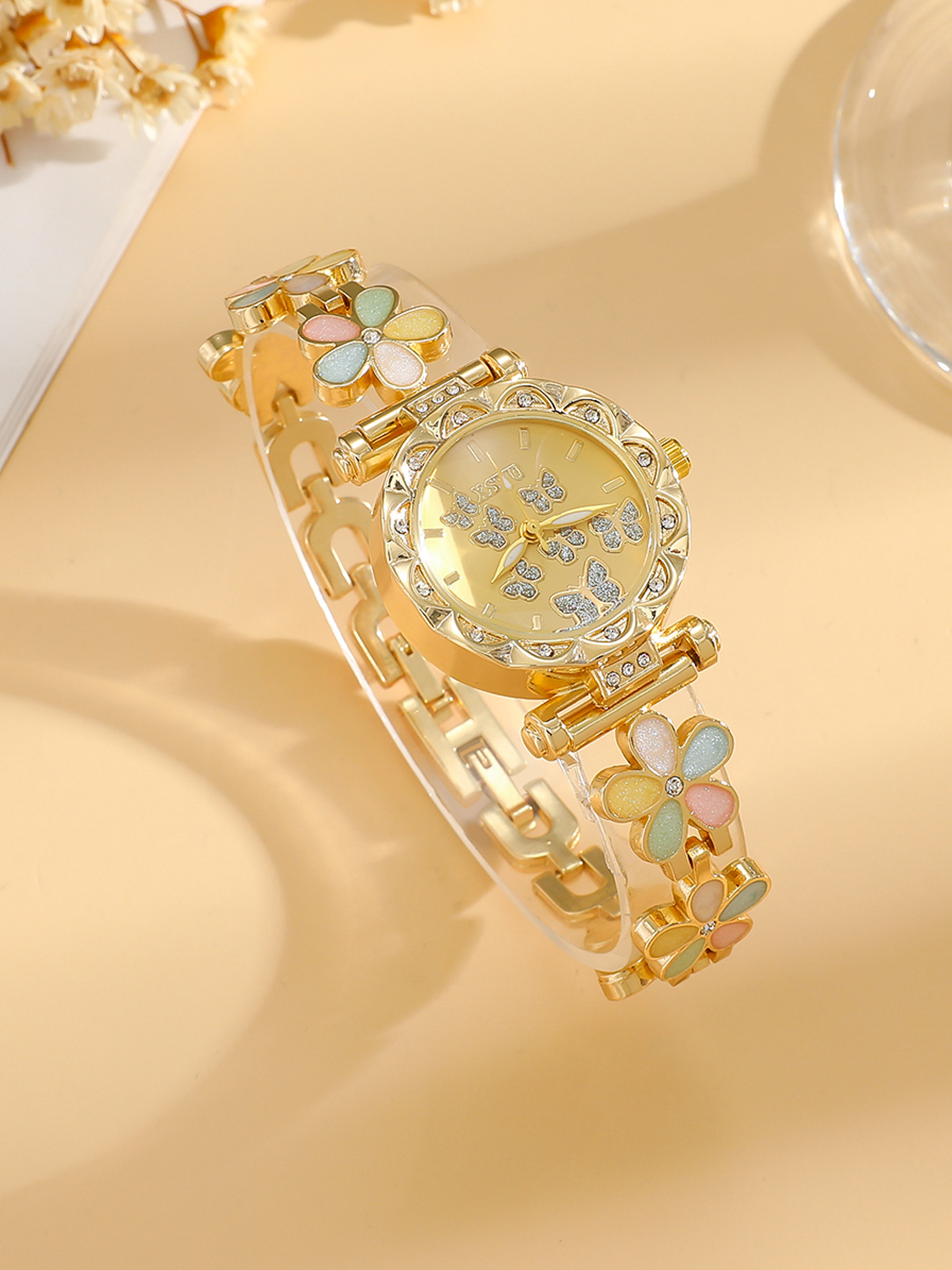 Gold Women's Watch Colorful Fl - Jewelry Diamond Watches recensie en prijs
