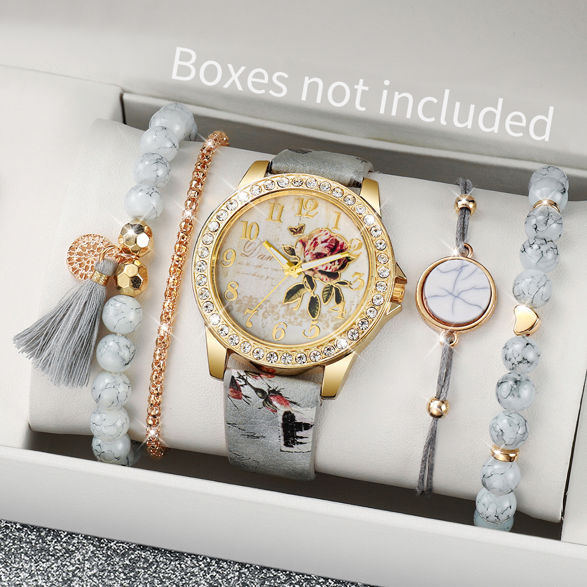 5PCS Fashion Flower Printed Wo - Jewelry Making Watches recensie en prijs