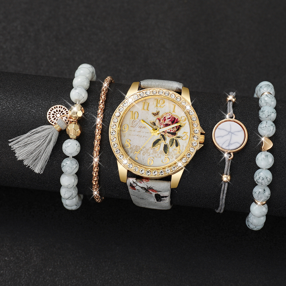 5PCS Fashion Flower Printed Wo - Jewelry Making Watches recensie en prijs