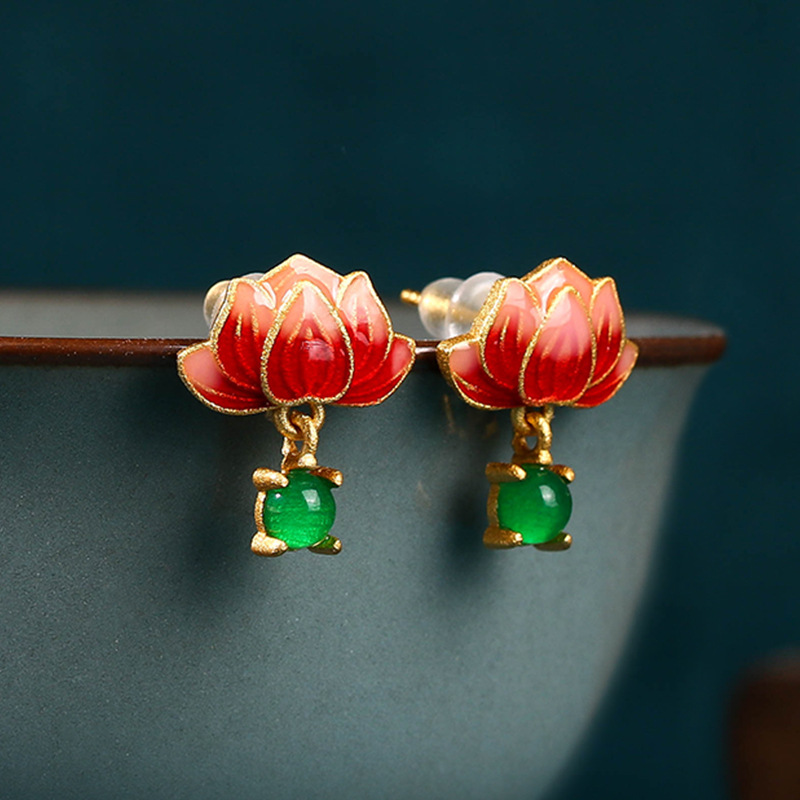 Green Real Jade Lotus Earrings - Luxury Gifts Jewelry & Watches Namfleg Mostar recensie en prijs