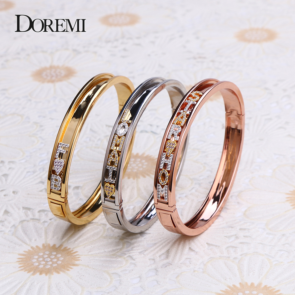 DOREMI DIY Zirconia Letters Cu - Cuff Bangle Bracelet recensie en prijs