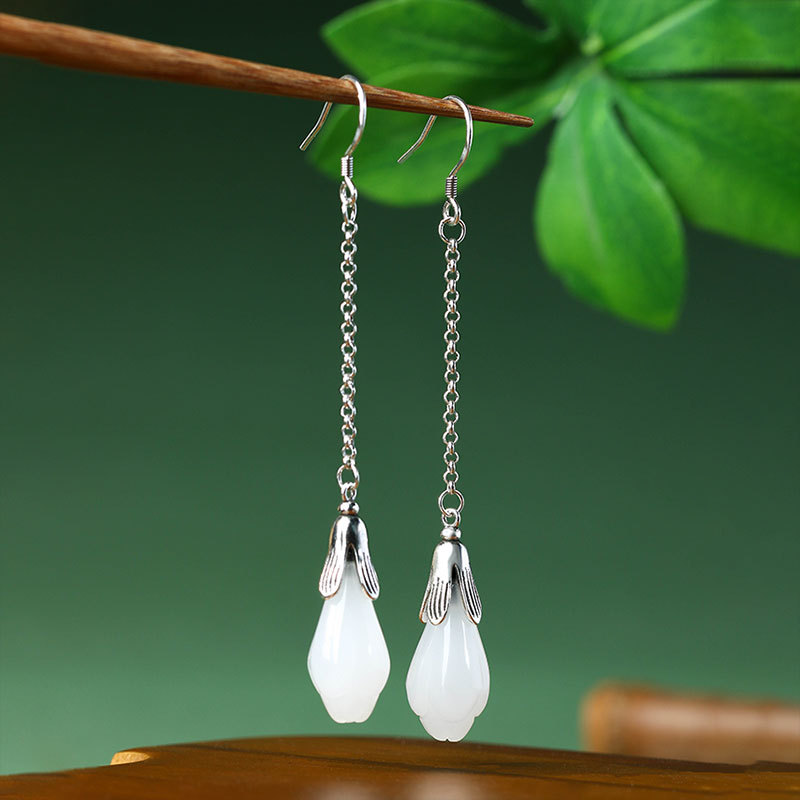 White Real Jade Flower Earring - Luxury Gifts Jewelry & Watches Namfleg Mostar recensie en prijs