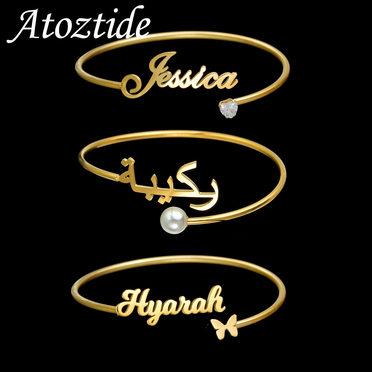 Atoztide Personalized Custom N - Cuff Bangle Bracelet recensie en prijs